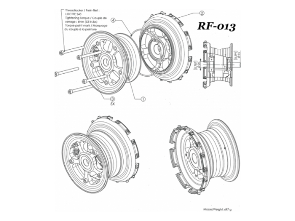 Beringer main wheel assembly 3.50-4