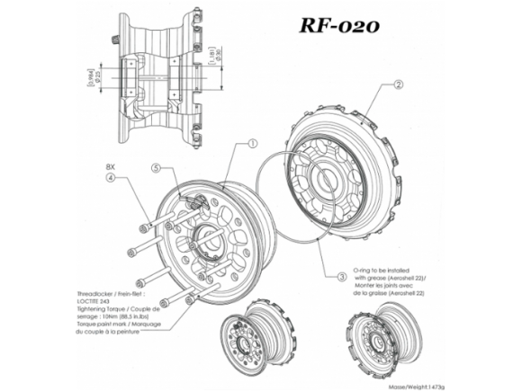 Beringer main wheel assembly 4.00-5