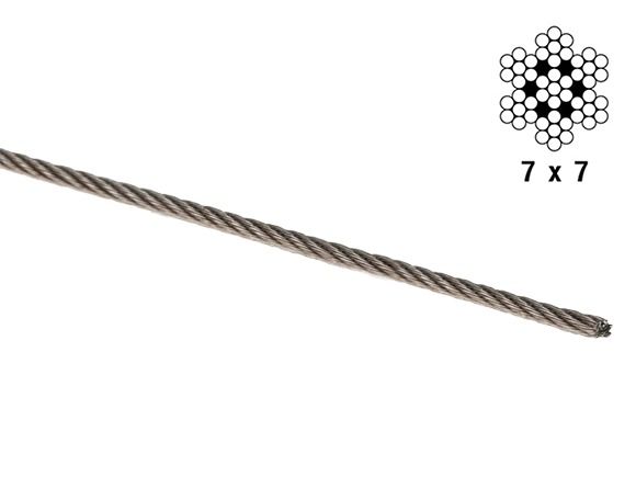 Control cable galvanised Ø1.6mm (1/16'') 7x7 MIL-W(DTL)-83420(D)