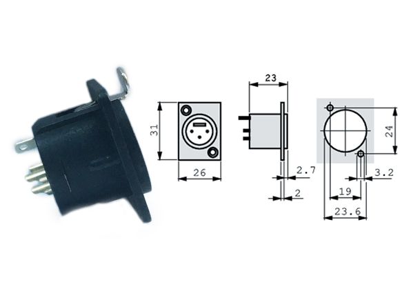 Neutrik XLR 3P chassis connector female